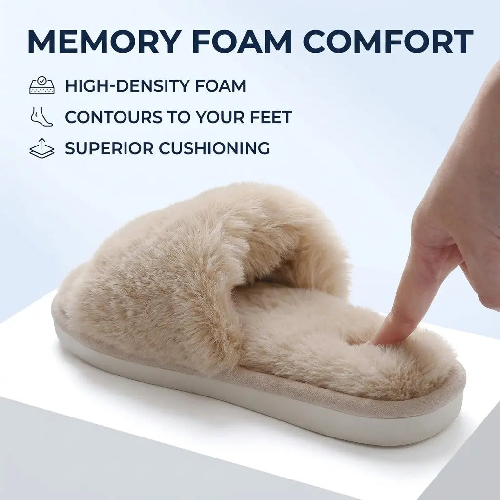 Slumblr® Cross-Band Fluffy Plush Slippers
