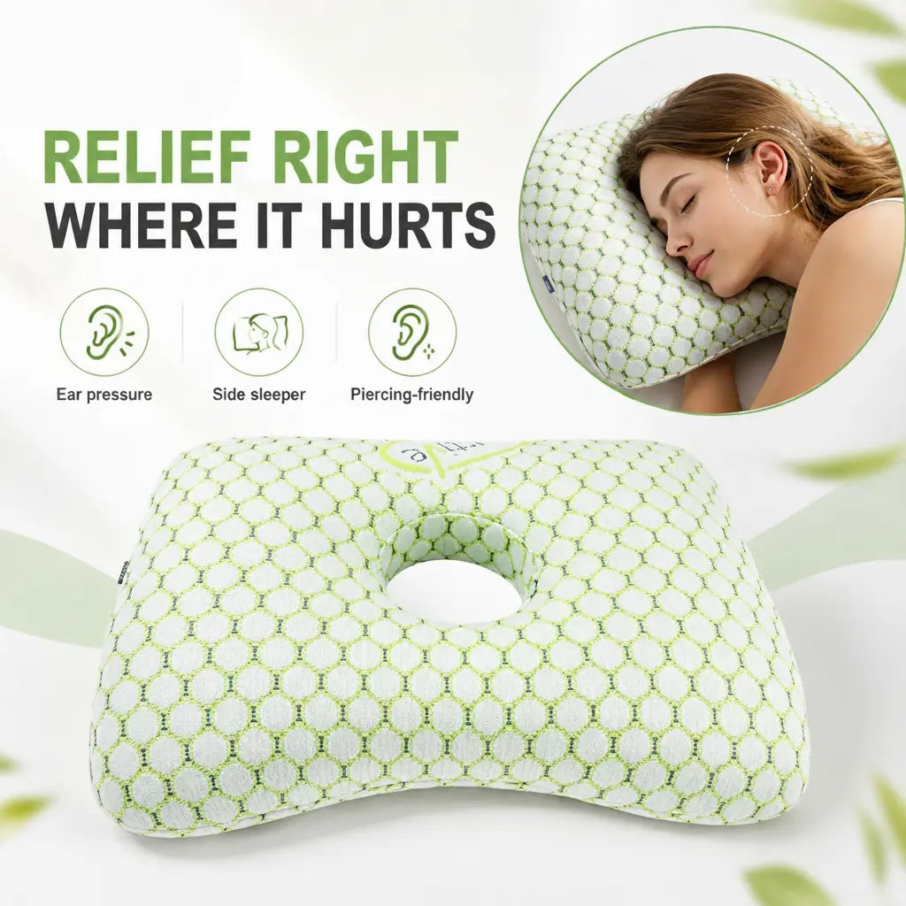 Slumblr® Ear Piercing Donut Pillow – Pain Relief for Side Sleepers