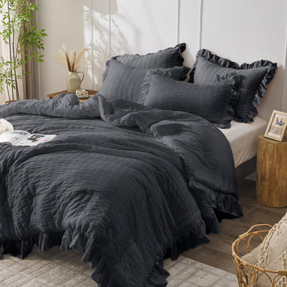 Slumblr® Korean Lace Seersucker Duvet Cover Set