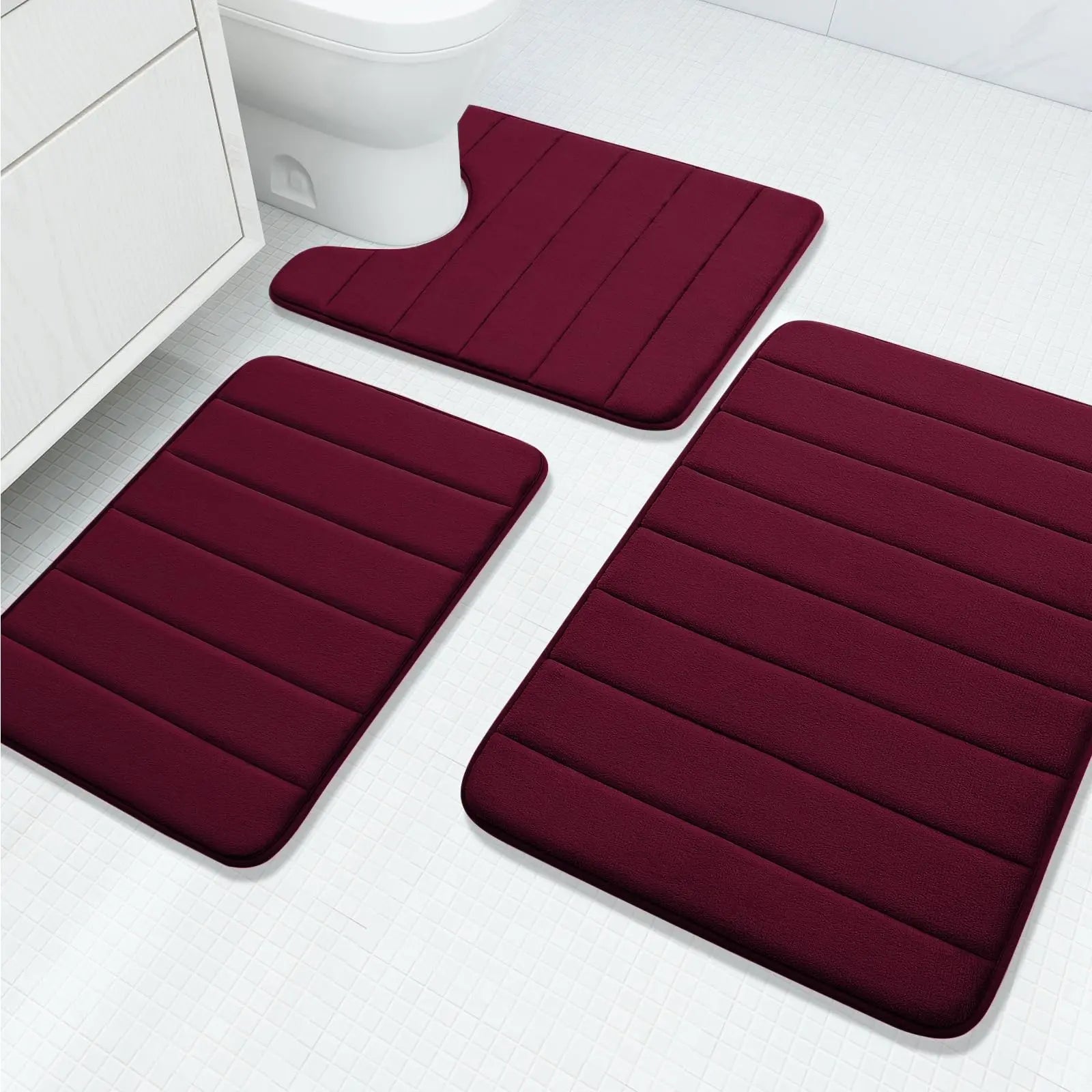 Slumblr® Velvet Memory Foam Bathroom Rug Set (3 Pcs) Slumblr