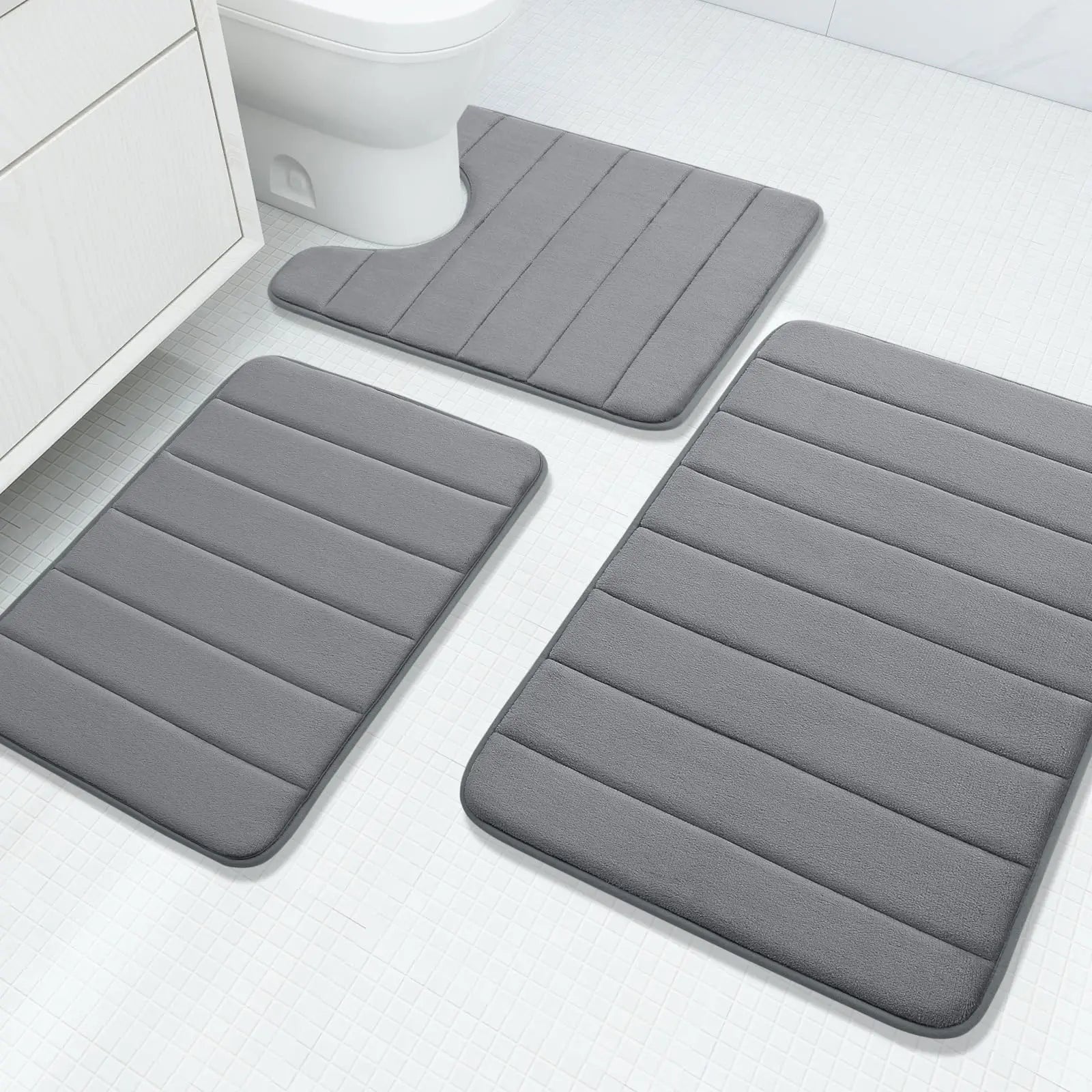 Slumblr® Velvet Memory Foam Bathroom Rug Set (3 Pcs) Slumblr