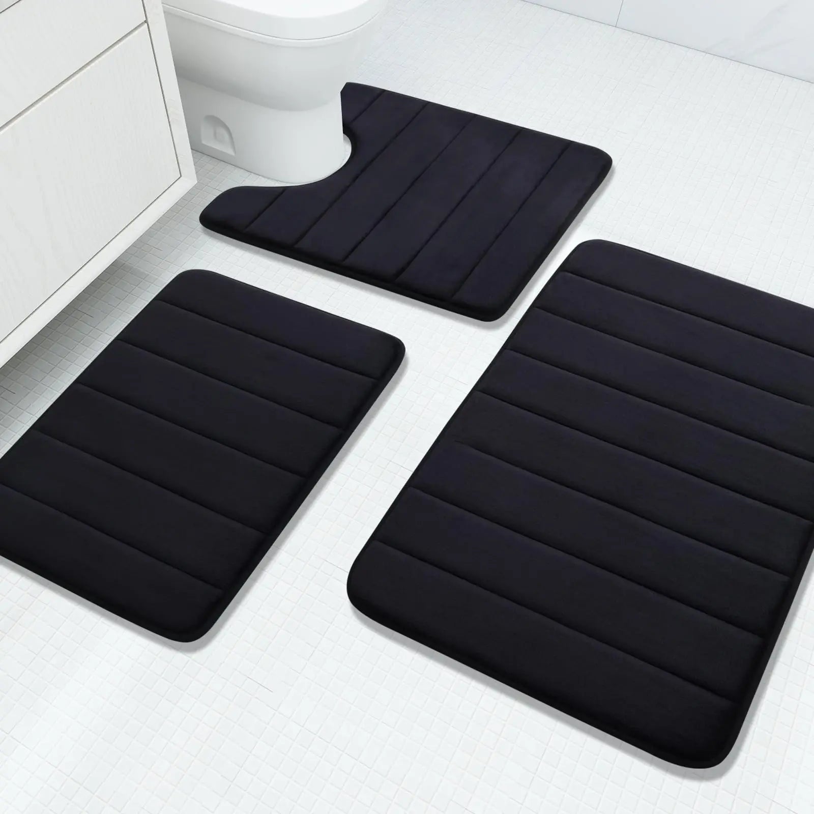 Slumblr® Velvet Memory Foam Bathroom Rug Set (3 Pcs) Slumblr