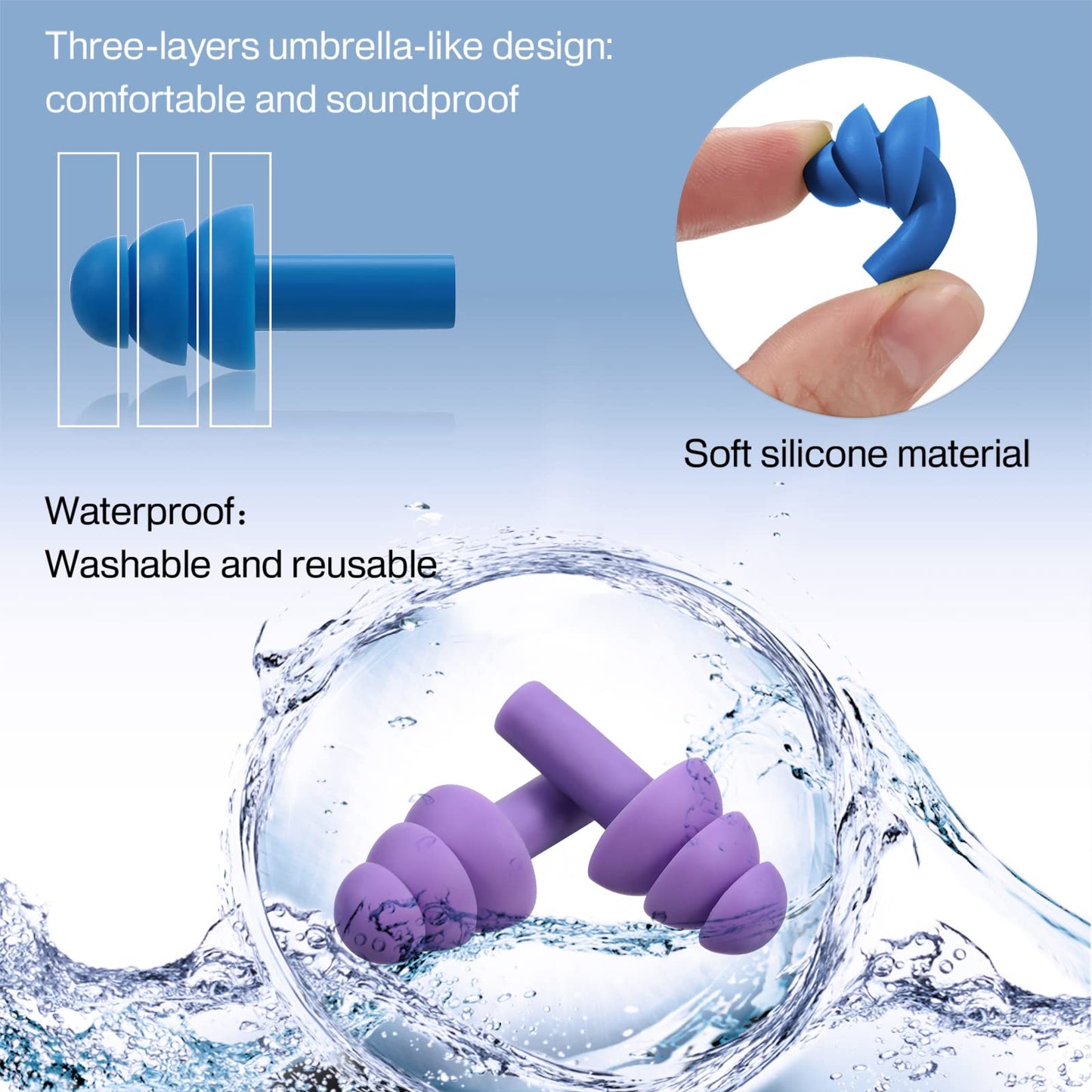 Slumblr® Silicone Earplugs Waterproof with Rope Set